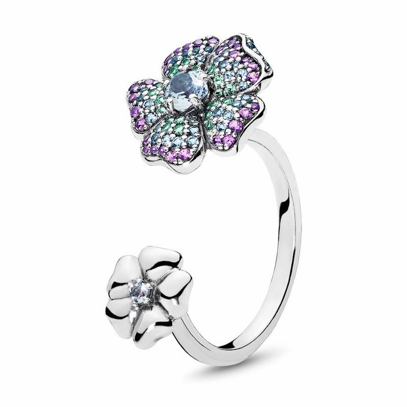 Pandora Glorious Blooms Statement Ring - Sterling Silver/Blue/Crystal/Cubic Zirconia - Canada | RE66